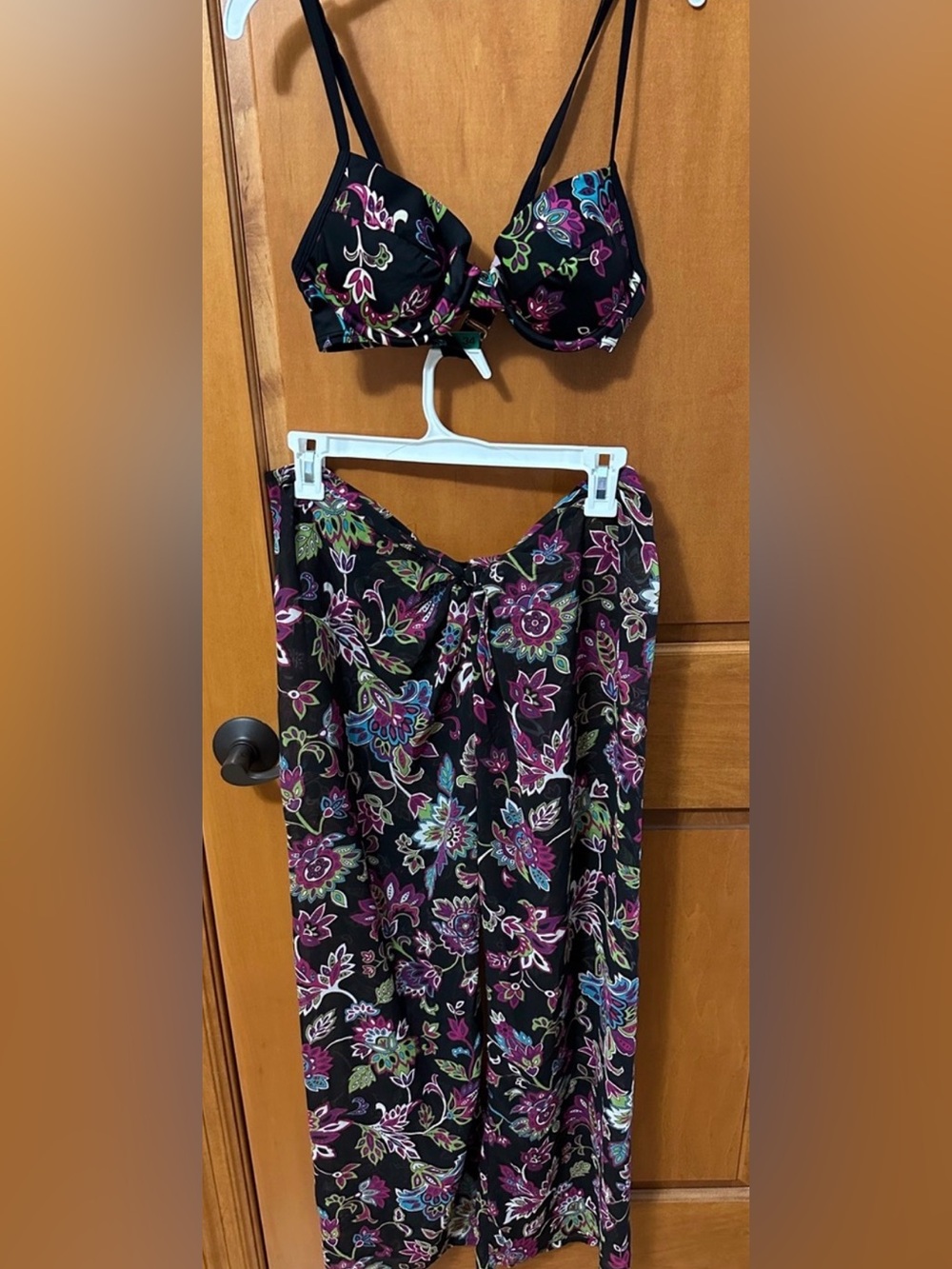 Victoria's Secret Bikini Top 36A & Sheer Coverup Beach Pants Set Small Floral